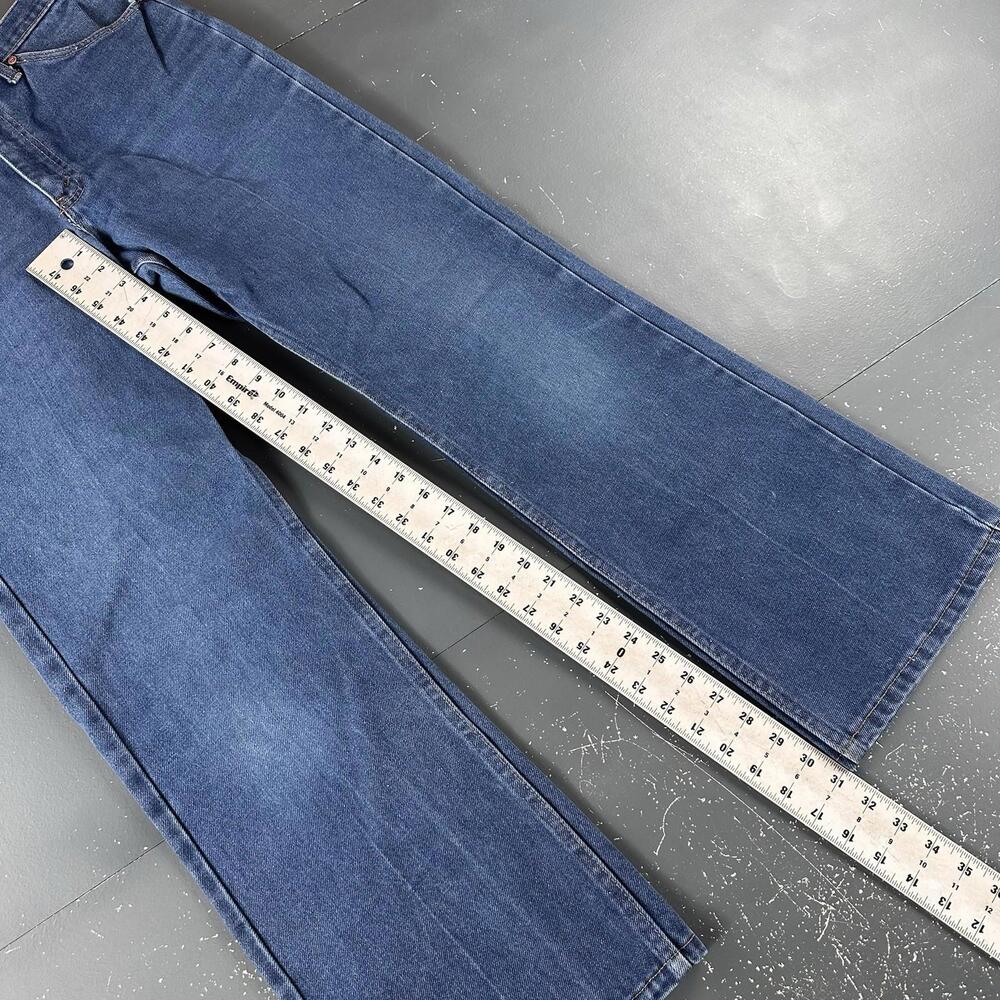 VTG JCPenny Jeans Men 33x31 Blue Dark Wash Plain Pockets Bootcut Smoke Rise 70's - Picture 3 of 9
